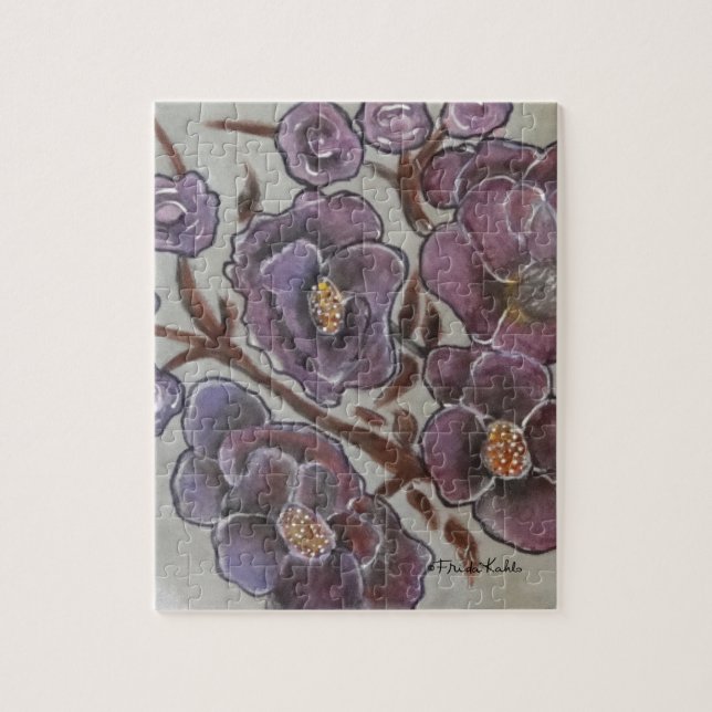 Quebra-cabeça Frida Kahlo pintou flores (Vertical)