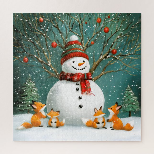 Quebra-cabeça Frosty Winter Whimsnowman Fox Wonderland (Vertical)