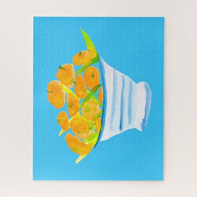 Quebra-cabeça Fruta de aquarela de fruta laranja (Vertical)