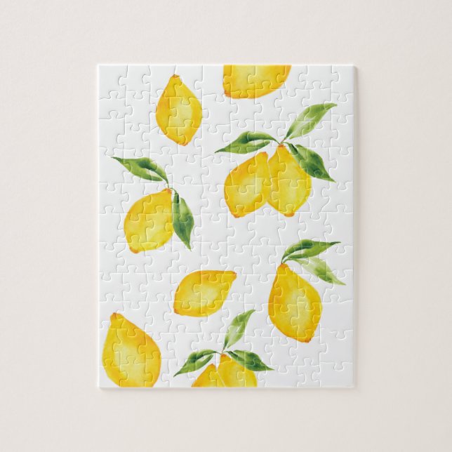 Quebra-cabeça Fruta de aquarela de limão amarelo-acastanhado (Vertical)