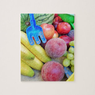 Quebra-cabeça Fruta de Verão, Comida, Melão, Uvas, Pêssegos,
