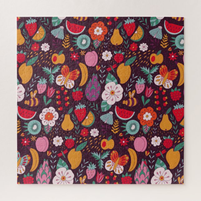 Quebra-cabeça Fruta, decoração de verão feita à mão. (Vertical)