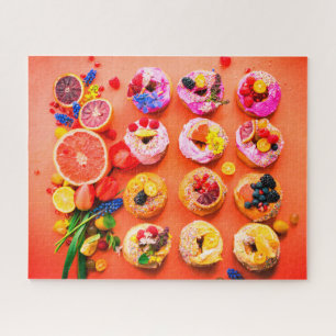 Quebra-cabeça Fruta e comida colorida de rosquinha