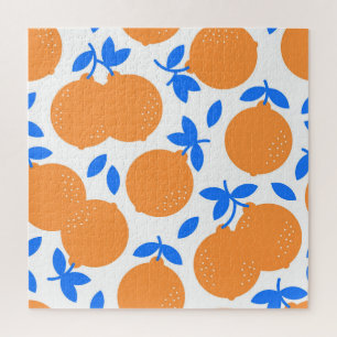 Quebra-cabeça Fruta Laranja: Padrão Infinito De Balança Azul.