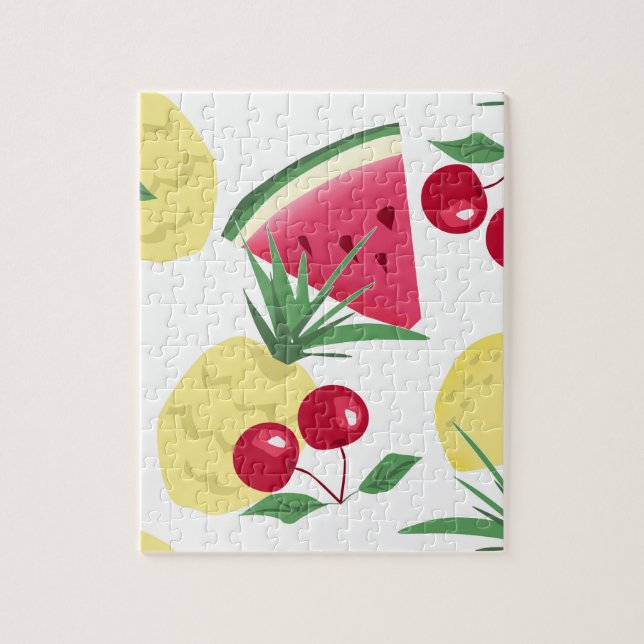 Quebra-cabeça Frutas brilhantes e bagas em branco. (Vertical)