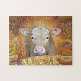 Quebra-cabeça Fun and cute little calf with big eyes