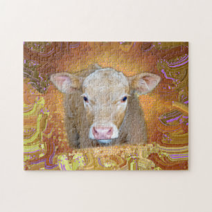 Quebra-cabeça Fun and cute little calf with big eyes