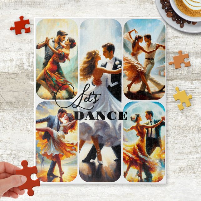 Quebra-cabeça Fun Custom Dance Photo Collage Puzzle (Puzzle featuring a photo collage. You can replace all the paintings of dancers with your own photos)