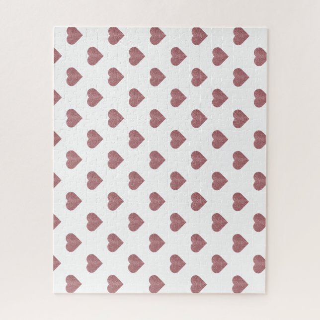 Quebra-cabeça Fundo Branco dos Corações Dourados com Rosa de bri (Vertical)