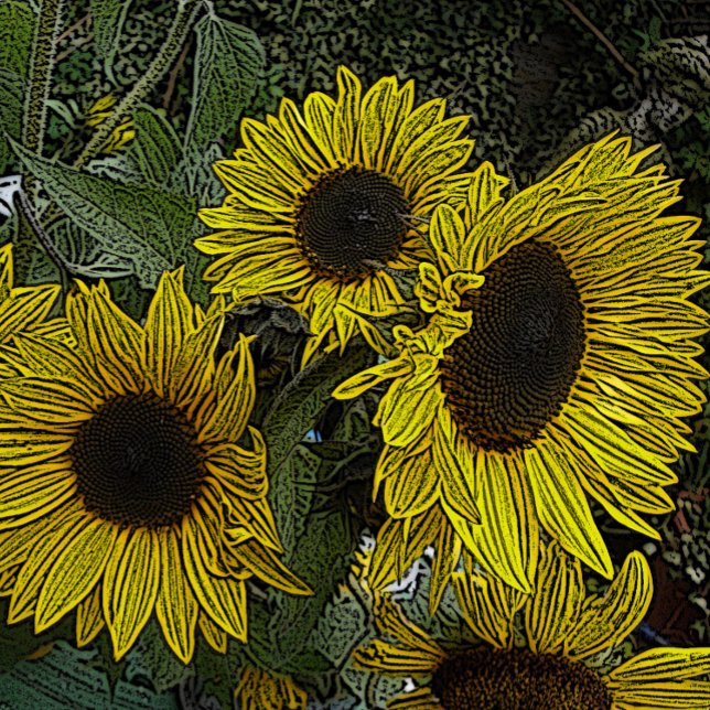 Quebra-cabeça fundo de folhas com grandes flores amarelas (Criador carregado)