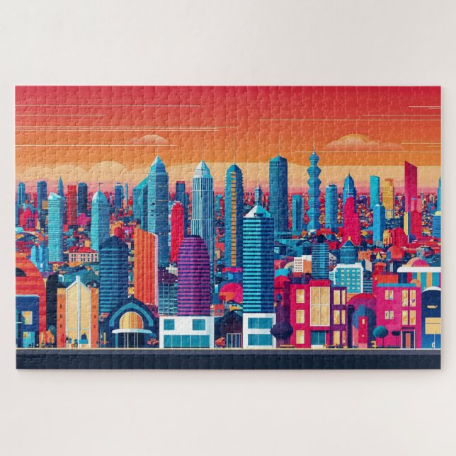 Quebra-cabeça fundo de paisagem urbana (Horizontal)