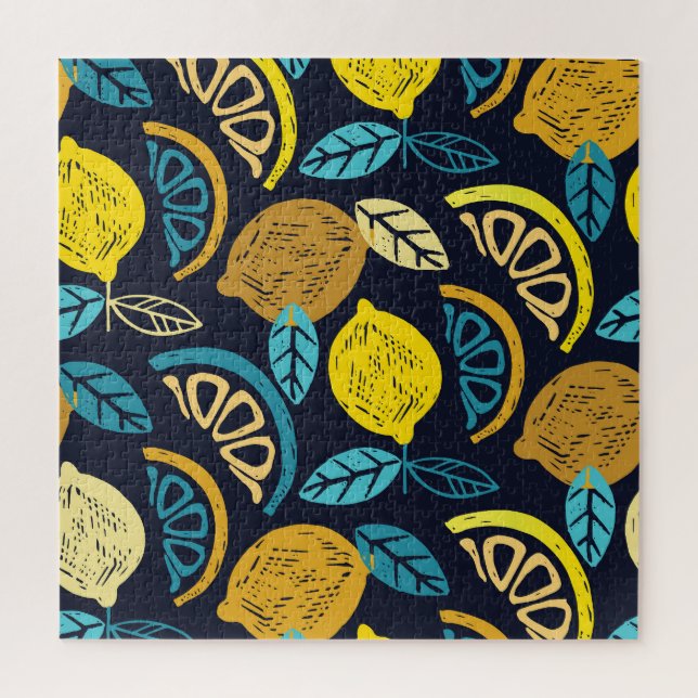 Quebra-cabeça Fundo do Padrão de Doodle de Limão Citrus (Vertical)