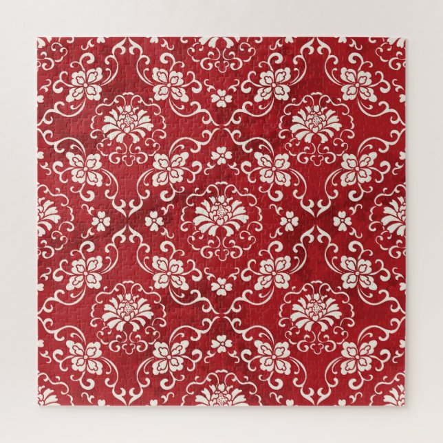 Quebra-cabeça Fundo espiral chinês vermelho. (Vertical)