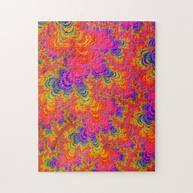 Quebra-cabeça Funky Psicodélico Hippie Boho Neon Arco-Íris Fract (Vertical)
