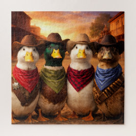 Quebra-cabeça Funny Cowboy Duck Puzzle | Western Duck Art