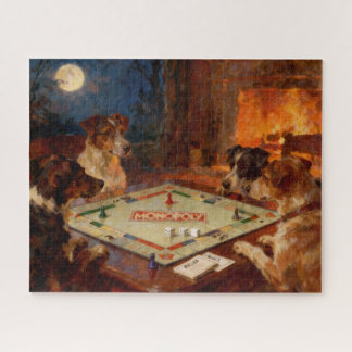 Quebra-cabeça Funny Cute Dogs Playing A Board Game