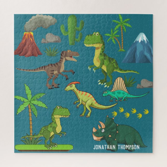 Quebra-cabeça Funny Jurassic monograma azul de montanha (Vertical)