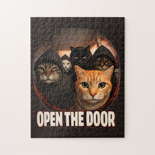 Quebra-cabeça Funny "Open The Door" Cats in Hoodies  (Vertical)