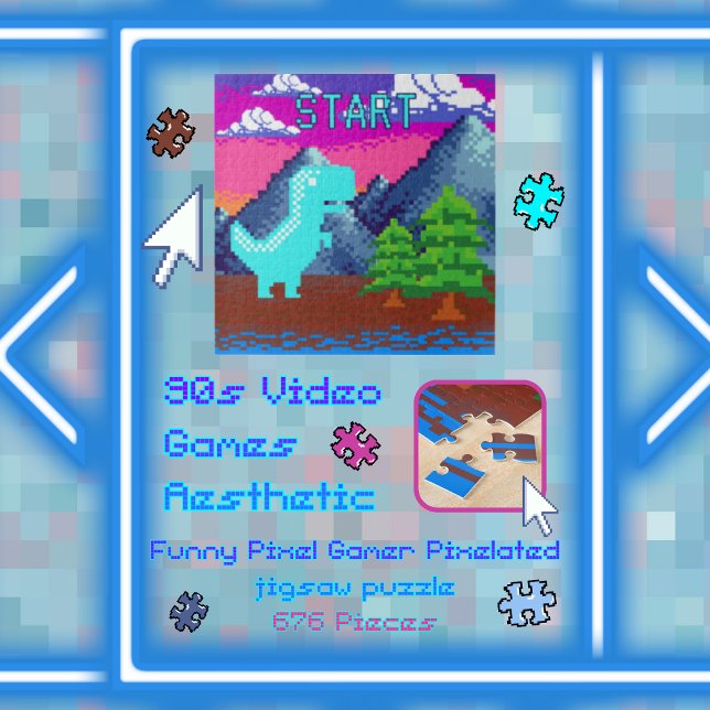 Quebra-cabeça Funny Pixel Gamer Pixelated- Dinosaur Illustration (Funny Pixel Gamer Pixelated- Dinosaur Illustration 20" x 20"Jigsaw Puzzle with Gift Box, 676 Pieces.)
