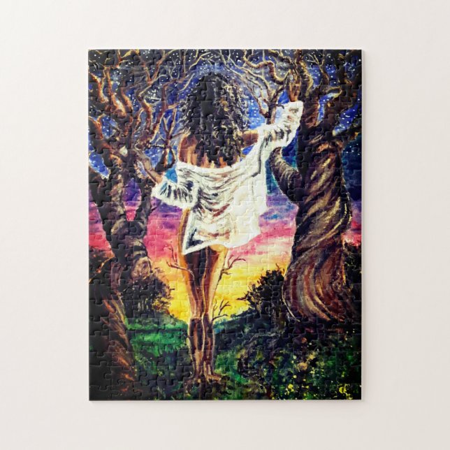 Quebra-cabeça Fusão - Pintura de Aquarela - Senhora da Floresta (Vertical)