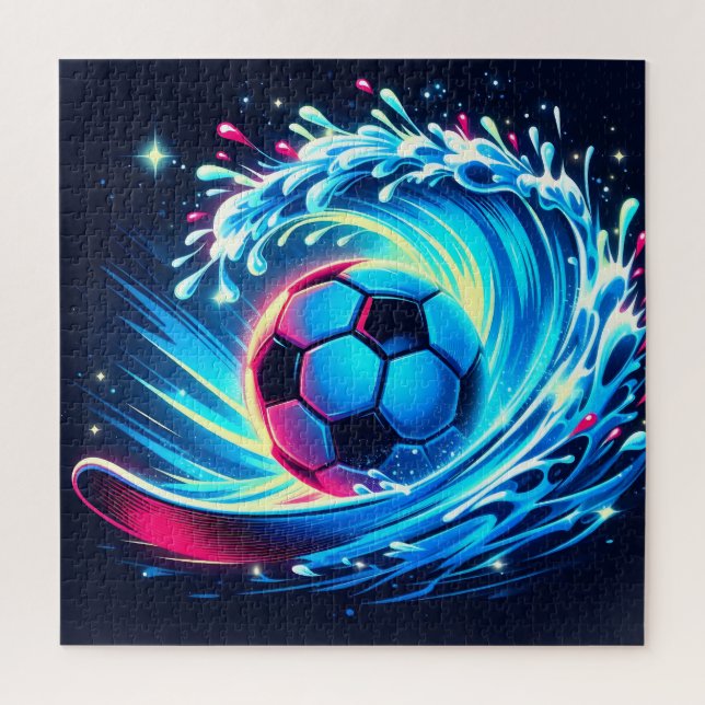Quebra-cabeça Futebol de Surf de Bola de Onda Futurista Oceano (Vertical)