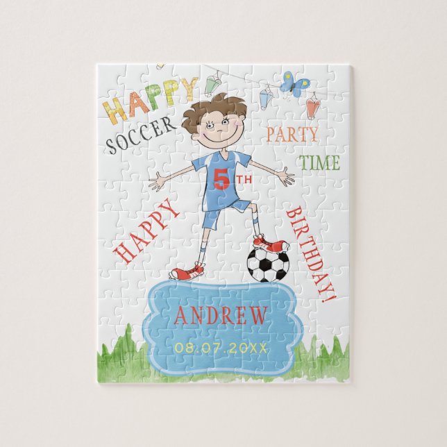 Quebra-cabeça Futebol personalizado aniversário infantil engraça (Vertical)