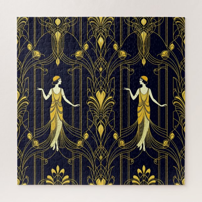Quebra-cabeça Gabsy gold and black decorative pattern (Vertical)