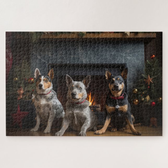 Quebra-cabeça Gado australiano no Natal da Lareira (Horizontal)