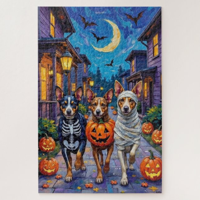 Quebra-cabeça Gado Australiano Pedindo Doces no Halloween (Vertical)