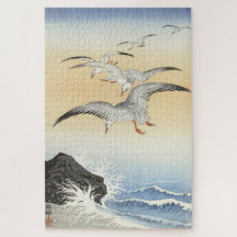 Gaivotas Japonesas Antigas no Mar Arte Quebra-Cabe
