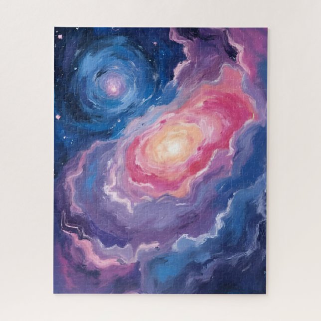Quebra-cabeça Galáxia Acima | Estrelas do Céu Aquarela Pastel (Vertical)