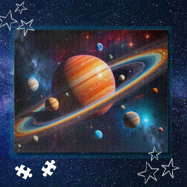 Quebra-cabeça galáxia colorida com estrelas e nebulosas (Criador carregado)