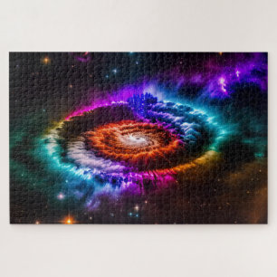 Quebra-cabeça Galáxia Espiral Colorida Cósmica no Espaço Exterio