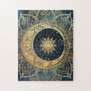 Quebra-cabeça Galáxia Espiritual Celestial Dourada Sun Mandala