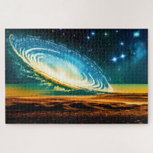 Quebra-cabeça Galáxia Surreal Cósmica sobre o Planeta do Deserto