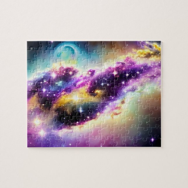 Quebra-cabeça Galáxias de maravilha, cor-de-rosa e roxo, nebulos (Horizontal)