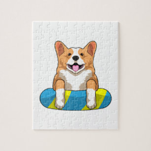 Quebra-cabeça Galês Corgi em Nadação com conselho de Nadação