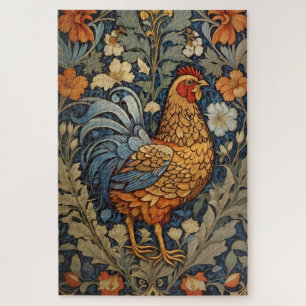 Quebra-cabeça Galinha Elegante William Morris Inspirou Floral