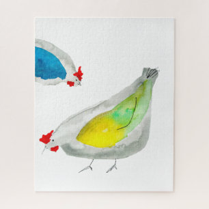 Quebra-cabeça Galininhas fofas aquarela