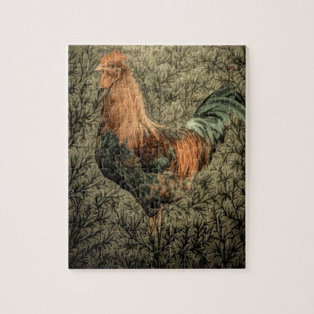 Quebra-cabeça Galo rústico de galinha fazenda do grunge do oeste (Vertical)