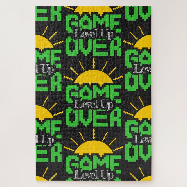 Quebra-cabeça Game Over, Level Up: Retro Pixel Block Adventure (Vertical)