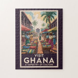 Quebra-cabeça Gana Market Illustration Viagem Art Vintage