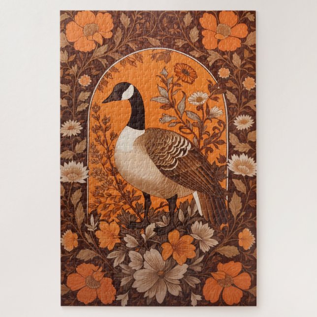 Quebra-cabeça Ganso Canadense Elegante Inspirado em William Morr (Vertical)