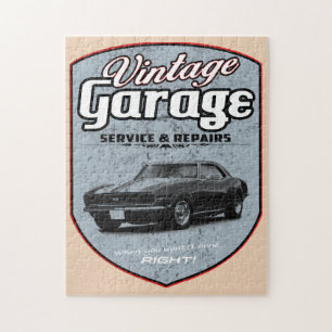 Quebra-cabeça Garagem Camaro retro do vintage