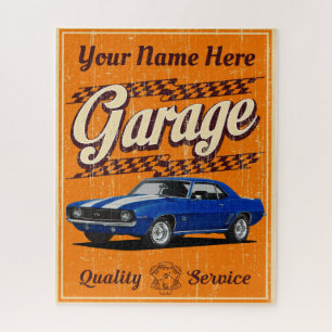 Quebra-cabeça Garagem de Camaro Personalizada em Laranja