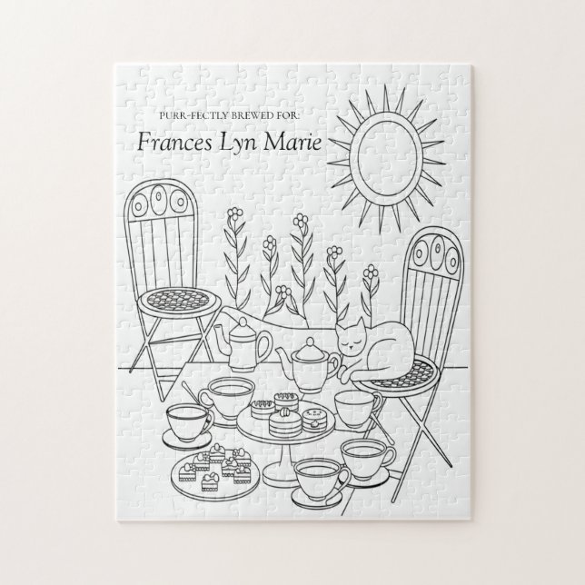 Quebra-cabeça Garden Tea Party & Sleeping Cat Jigsaw Puzzle (Vertical)