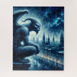 Quebra-cabeça Gargoyle Observando o Azul da Cidade Gótica
