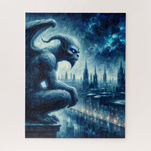Quebra-cabeça Gargoyle Observando o Azul da Cidade Gótica