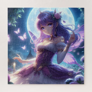Quebra-cabeça Garota Anime Asa de Borboleta Violeta Fada da Lua