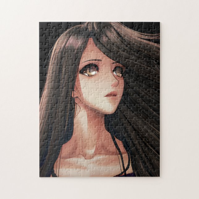 Quebra-cabeça Garota Anime Morena de Olhos Castanhos   (Vertical)